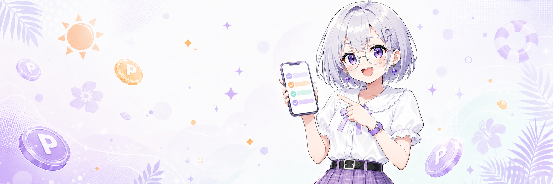スマートフォンを持って今週の成果を報告する、ポイポイレビュー広報のふろろ